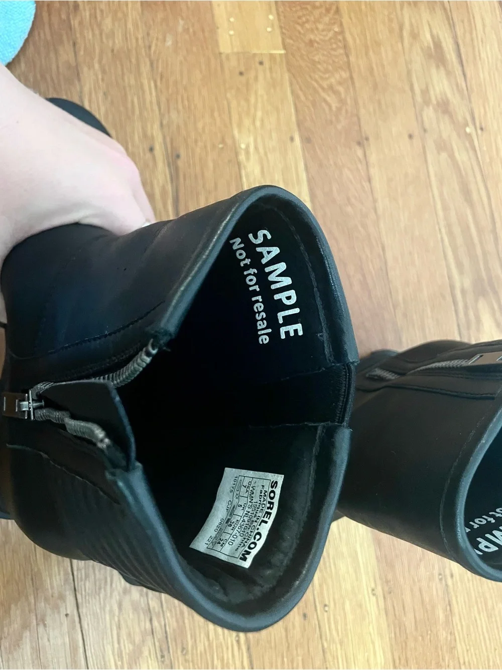 Sorel Sample Motorcycle Wedge Boots Waterproof Women’s 7 Black Leather Side Zip